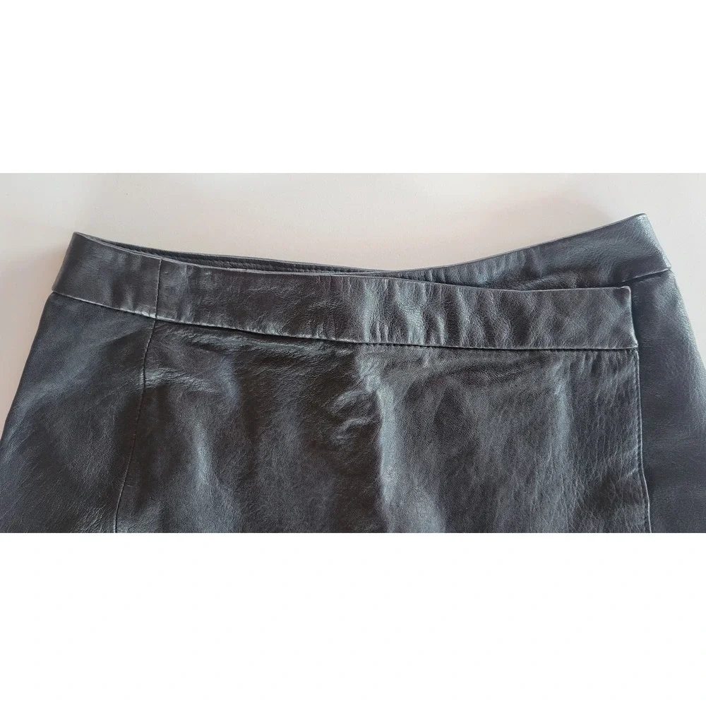 Joie Leather & Silk Snap Wrap Mini Skirt - Picture 5 of 8
